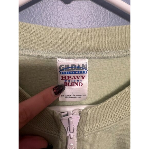 Women's Basic Light Green Zipper Sweatshirt With Bedazzled Butterflies‎ Size LG - Picture 6 of 9